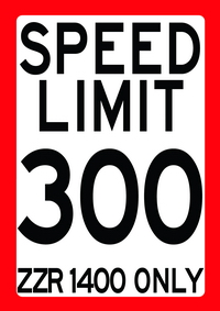 ZZR 1400 SPEED LIMIT Sign